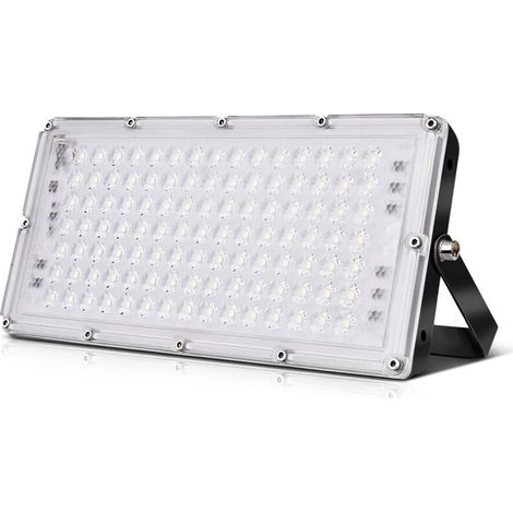 Projecteur LED Extérieur 100w, Projecteur Led Exterieur 10000LM, IP67 Étanche, Blanc Chaud 2800-3200k, Ultra-Mince Lumière, Extérieur De Projecteur Idéal Pour Jardin, Garage [Classe énergétique F]