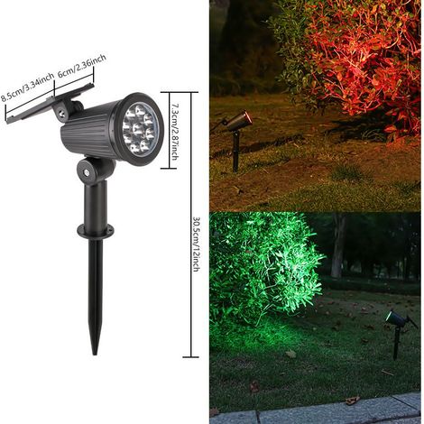 Projecteur solaire d'extérieur étanche avec contrle de luminosité, lampe de sol pour pelouse, jardin, arbre (9 LED [trois niveaux de couleur]) (1/5)