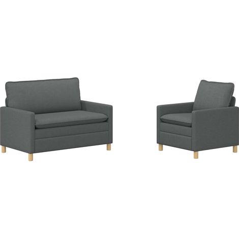 Sofa Set 2 pcs Dark Grey Fabric vidaXL (1/5)