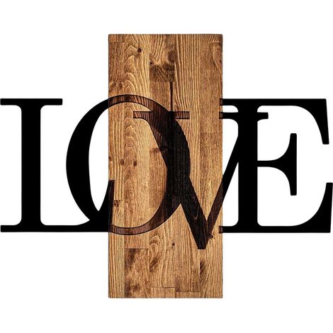 Décoration murale en bois et métal Citation Love (1/4)