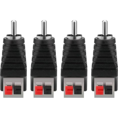 Beyamis Adaptateur RCA mâle à ressort sans soudure - Lot 4 connecteurs audio pour câble enceinte (1/5)