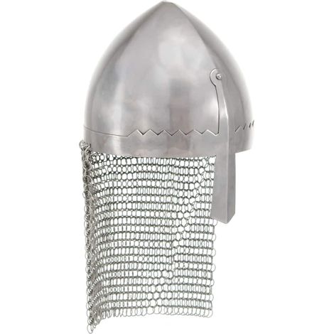 vidaXL Réplica de casco de caballero antiguo LARP acero plateado (1/4)