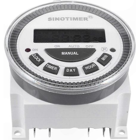 Minuterie programmable 7 jours, commande d'éclairage hebdomadaire numérique 230 V avec sortie 220 V