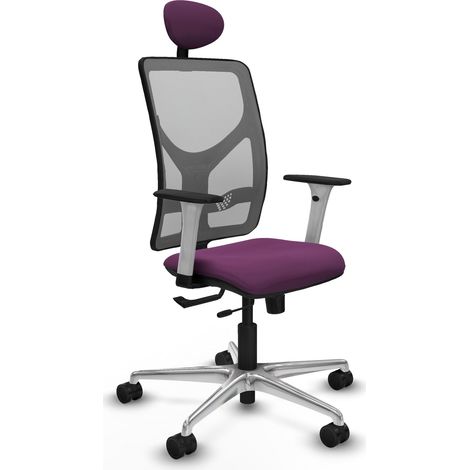 Silla de oficina piqueras y crespo Motilla gris similpiel brazos blancos (1/2)