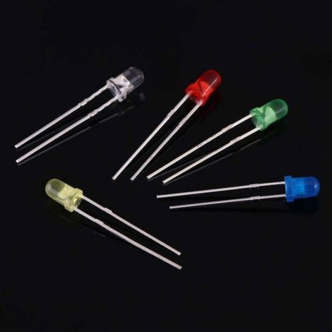Diode LED - 3 mm - Blanc Jaune Rouge Bleu Vert - 2.0 V à 3.2 V - 20 mA - 500 Pièces (1/5)