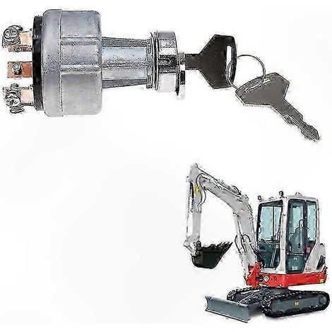 Cylindre de serrure de contacteur d'allumage pour pelle hydraulique Takeuchi avec 2 clés H806 1700100023 1700100052 (1/5)
