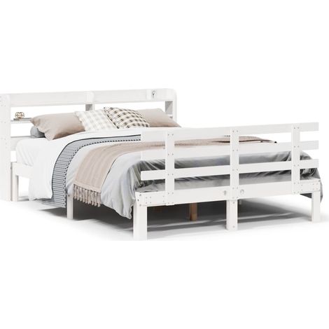 Maison Exclusive - Cadre de lit avec tête de lit sans matelas blanc 160x200 cm