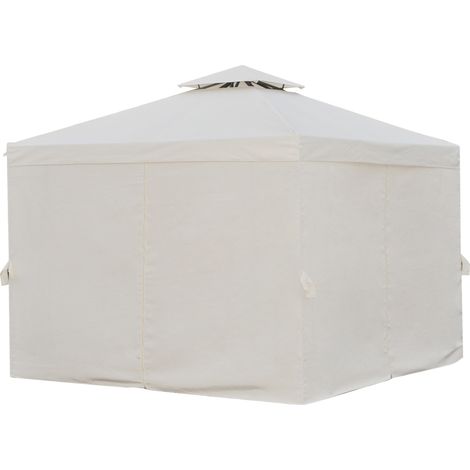 3 x 3 m Garden Gazebo Double Roof Marquee Patio Wedding Party Tent Canopy Shelter with Sidewalls, (Beige)