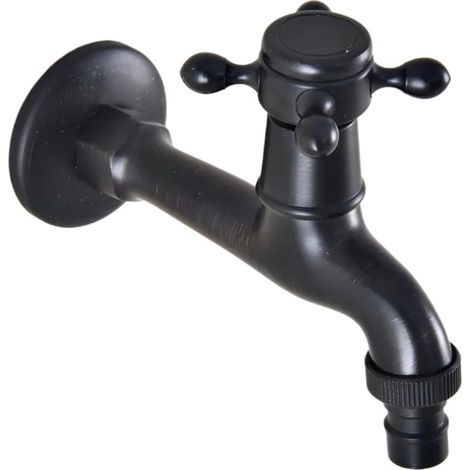 Robinet d'eau froide simple - Robinet rétro tout en cuivre—Noir antique long (1/5)