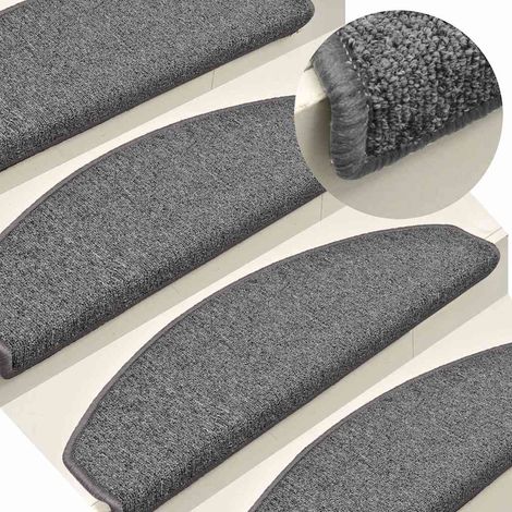Tapis d'escalier 15 pièces 65 x 24 x 4 cm gris et noir Demi-rond Grand (1/5)