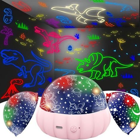 Projecteur Étoiles - Veilleuse Enfant 3 en 1 avec Rotation 360° - Rechargeable par USB - Pour Chambre d'Enfant - 3 Disques de Projection Inclus (1/5)