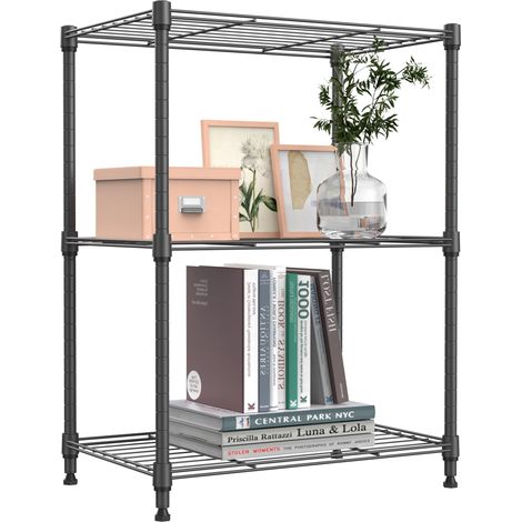 Étagère en métal à 3 niveaux jusqu'à 204,3 kg, étagère de rangement compacte pour cuisine, garde-manger, salle de bain, bureau et buanderie, gris fer foncé, 30 x 45 x 67 cm (P x l x H) (1/5)