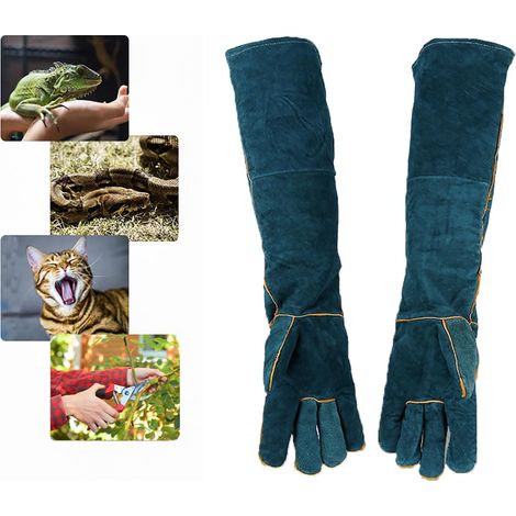 Gants anti-morsure 60cm cuir, soudure/jardinage/animaux (chiens/chats/reptiles) (1/5)