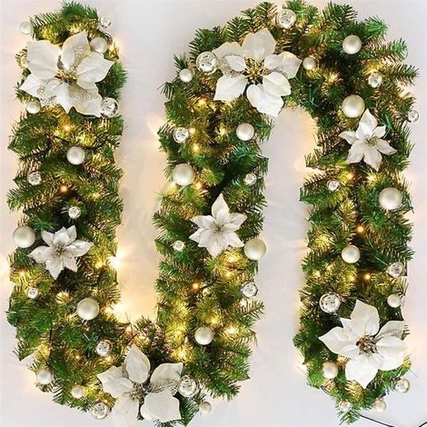 Guirlande lumineuse de Noël - 2,7 m - Pour décorations de Noël sur escaliers, murs, portes, intérieur et extérieur - Jaune - Avec bande lumineuse (1/5)