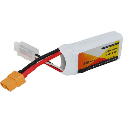 Batterie LiPo 7.4V 850mAh 70C 2S avec Connecteur XT60 pour Drone QAV250 et Voiture RC de Course (1/5)