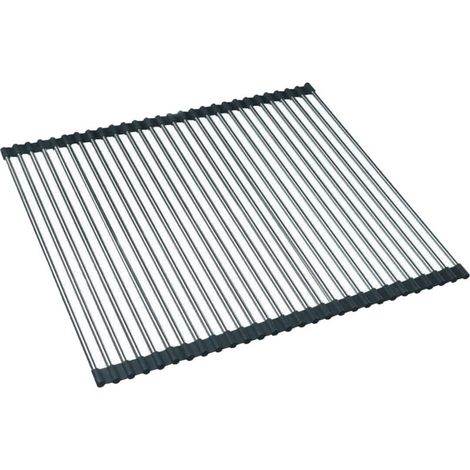 Abtropfgestell für die Küche, faltbares Abtropfgestell, Abtropfgestell für die Küche aus Edelstahl, Abtropfgestell für die Arbeitsplatte für die Spüle, Abtropfmatte, 47 x 50 (1/4)