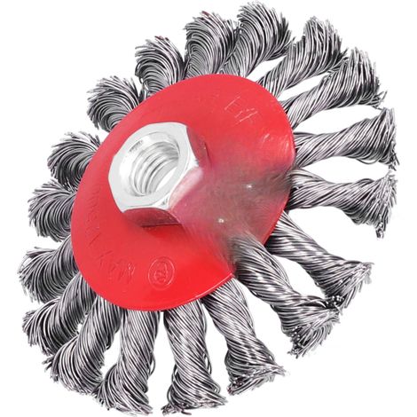 Brosse métallique torsadée, godet de meulage à nœuds, outil de meulage pour enlever la rouille et la peinture, écrou M10x1,5, 10 cm (1/5)