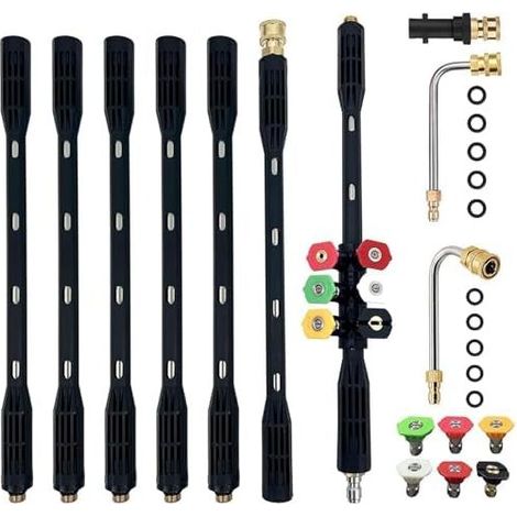 Set mit 9 Verlängerungsstangen für Hochdruckreiniger mit 5 Düsenaufsätzen, 4000 PSI, 1/4"-Schnellkupplung, Kärcher-Adapter - (1/5)
