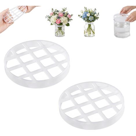 Lot de 2 grilles de composition florale réutilisables en silicone - Support extensible pour vase, outil de décoration de bouquet de mariage DIY, compatible avec la plupart des vases (1/5)