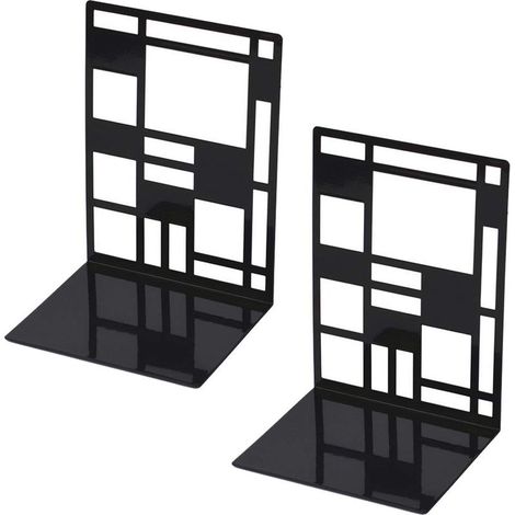 Ensemble de serre-livres, serre-livres en métal, serre-livres noirs, serre-livres design, étagère de sol antidérapante pour bureau, école, salon, librairie et bibliothèque pour enfants (1/5)