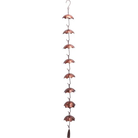 Chaîne de pluie décorative pour parapluie, 39,4 pouces, 8 tasses, cloche pour la maison, le jardin, la terrasse, la décoration extérieure (1/5)
