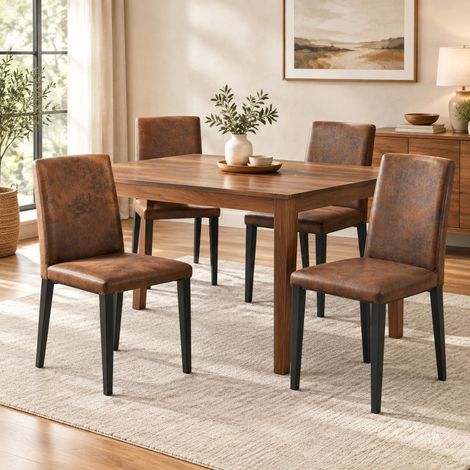 MEUBLIV Set di 4 sedie da pranzo 90 cm marroni - schienale alto, senza braccioli (1/5)