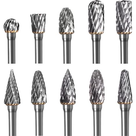 Fraise Rotative Carbure De Tungstène - Double Coupe - Tige De 3 Mm - Pour Graveur Rotatif - 10 Pièces (1/5)