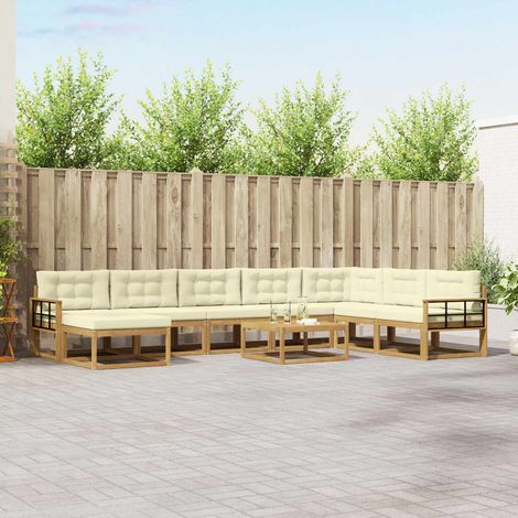 vidaXL Outdoor-Sofagarnitur 9 pcs Weiß und Creme (1/5)
