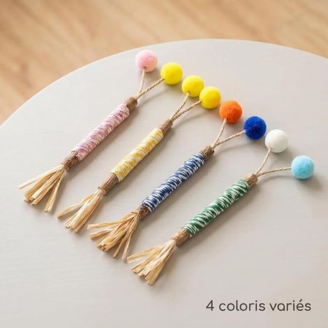 Set of Interactive Cat Toys with Balls Natural Matatabi Coloured Rope Catnip for Indoor Cats and Kittens (1/4)