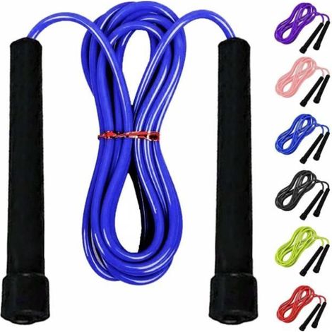 Corde à sauter - Réglable - Couleur Bleu - 2,74 mètres - Excellente adhérence (1/4)