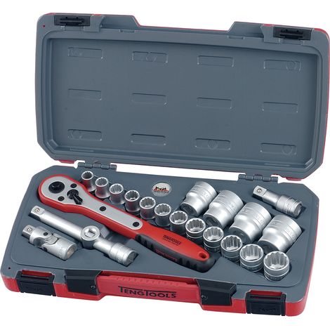 Teng-Tools T1221 Set di chiavi a bussole rosso 21 pezzi
