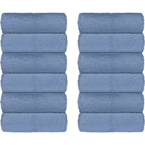 Set Asciugamani Bagno 100% Cotone Super Assorbenti Telo Doccia Spugna Professionali Salvietta Lavetta Viso Asciugamano Salviette Teli Asciugamano Ospite Qualità Hotel Lavette 12 Salviette viso - Azzur