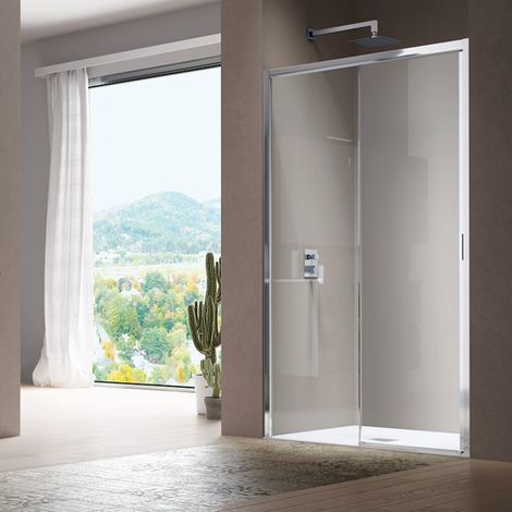 Samo - Porte de douche coulissante 2 panneaux 116-120cm Ht.190cm Blanc mat Transparent Gauche - America quattro SP
