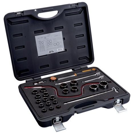 BAHCO - Jeu de douilles 1/2, 12 pans, métriques, , cliquet tête ronde - 25 pc