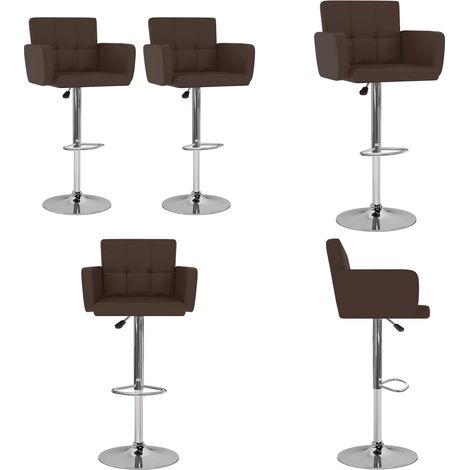 Tabourets de bar lot de 2 marron similicuir - Tabouret De Bar - Tabourets De Comptoir - Chaise Haute - Meubles De Cuisine - Mobilier Design - Home & Living (1/5)