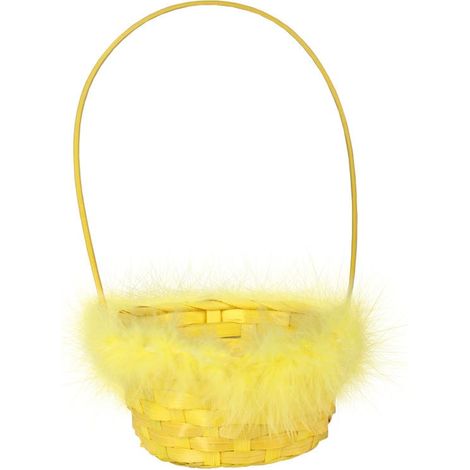 Eleganter gelber Osterkorb mit Federrand, 17 cm