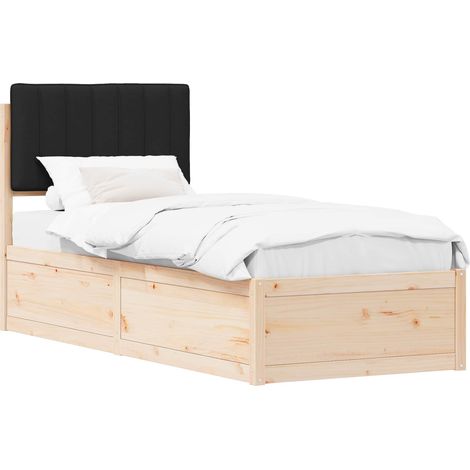 Letto con Testiera Rivestita Nero 80 x 200 cm Pino massello vidaXL