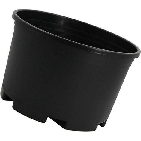 Pot de fleurs en plastique noir pratique pour jardin.