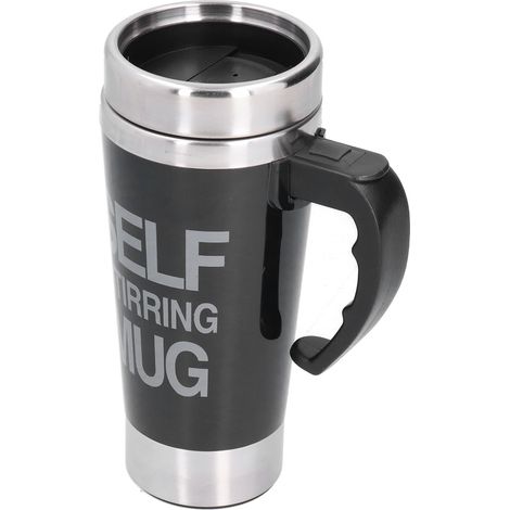 Mug à café automatique en acier inoxydable noir grande capacité (1/5)