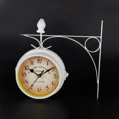 Retro-Wanduhr, doppelseitig, geräuschlos, Metall, Wohnzimmerdekoration (1/5)