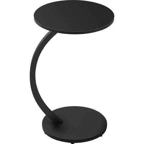 Mesa auxiliar redonda en C de MDF y metal 40 x 65 cm negra HOMVRA (1/5)