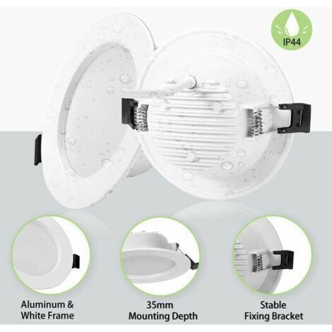 10 x 5W Spot LED Encastrable Extra Plat, IP44 Spot LED Salle de Bain, 310LM Blanc Froid 6000K, Ultra-mince 35MM, Diamètre 100mm Spot LED Intégrée Ultra Plat pour Salon Chambre Cuisine AC85-265V [Clas (1/5)