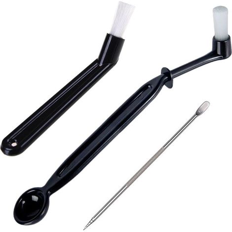 Juego de 3 accesorios para máquina de espresso: cepillos de limpieza negros y pincel para decorar café. (1/5)