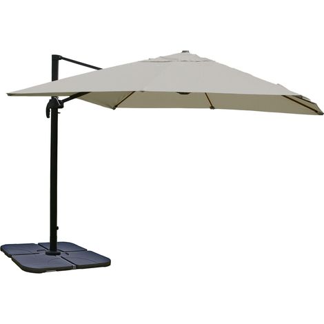 [NEUWERTIG] Gastronomie-Ampelschirm HHG-323, 3x4m (Ø5m) Polyester Alu/Stahl 26kg creme-grau mit Ständer