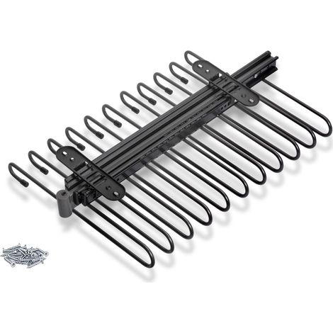 Porte-Pantalons extractible, 11 tiges, Guides d'extraction Totale, Acier, Titane (1/5)