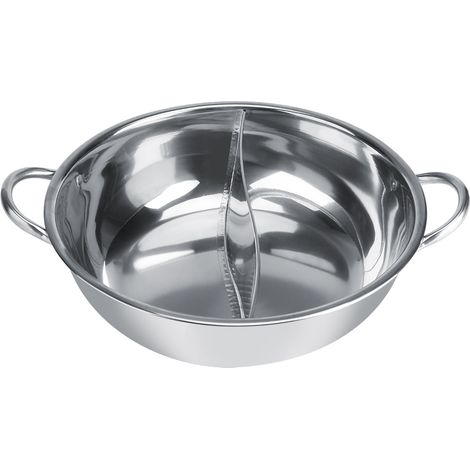 Bassine à fondue en acier inoxydable à double séparation des saveurs, compatible avec les plaques à induction