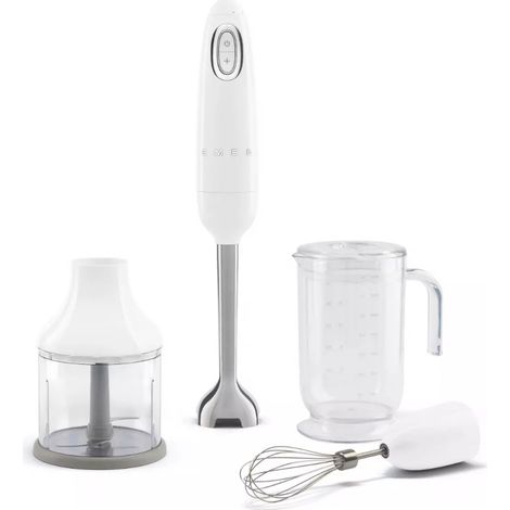 Smeg – Mixeur 700W avec accessoires – 5 vitesses – Carafe 1,4L – Hachoir et fouet inclus – Design rétro blanc
