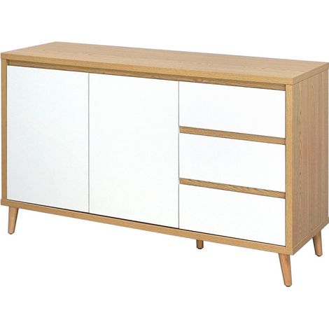 Buffet 2 portes 3 portes Pier blanc crème / effet bois (1/5)