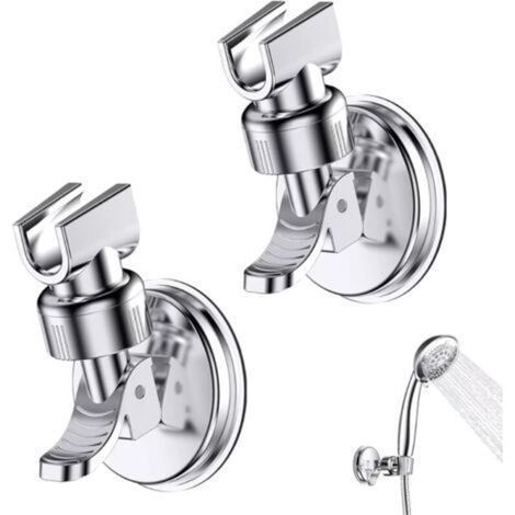 CSPARKV 2 Pièces Support Douchette Ventouse, Support de Douche à Rotation 360 °, Support de pomme de douche réglable amovible, Convient pour la salle de bain de l'hôtel, pas besoin de percer (Argent) (1/4)
