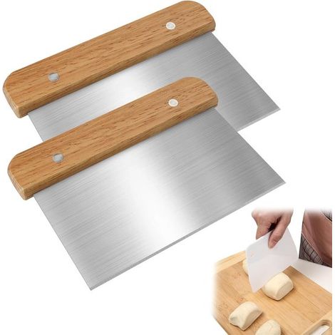 Raschietto ergonomico in acciaio inox per impasto, taglia pizza, taglia verdure, raschietto per torte e crostate, 2 pezzi, 15 cm (1/5)